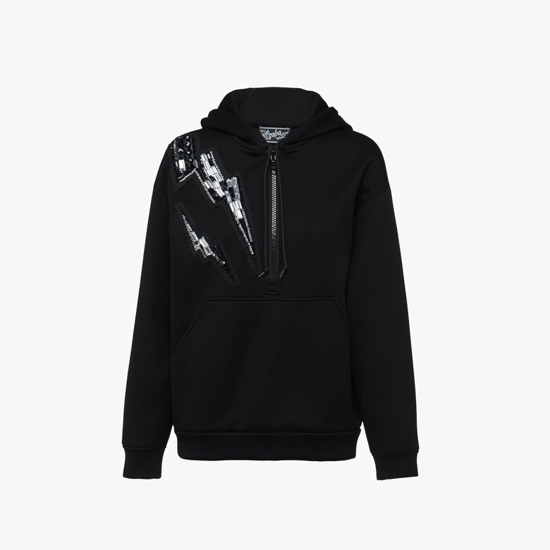 Decorated technical cotton fleece anorak