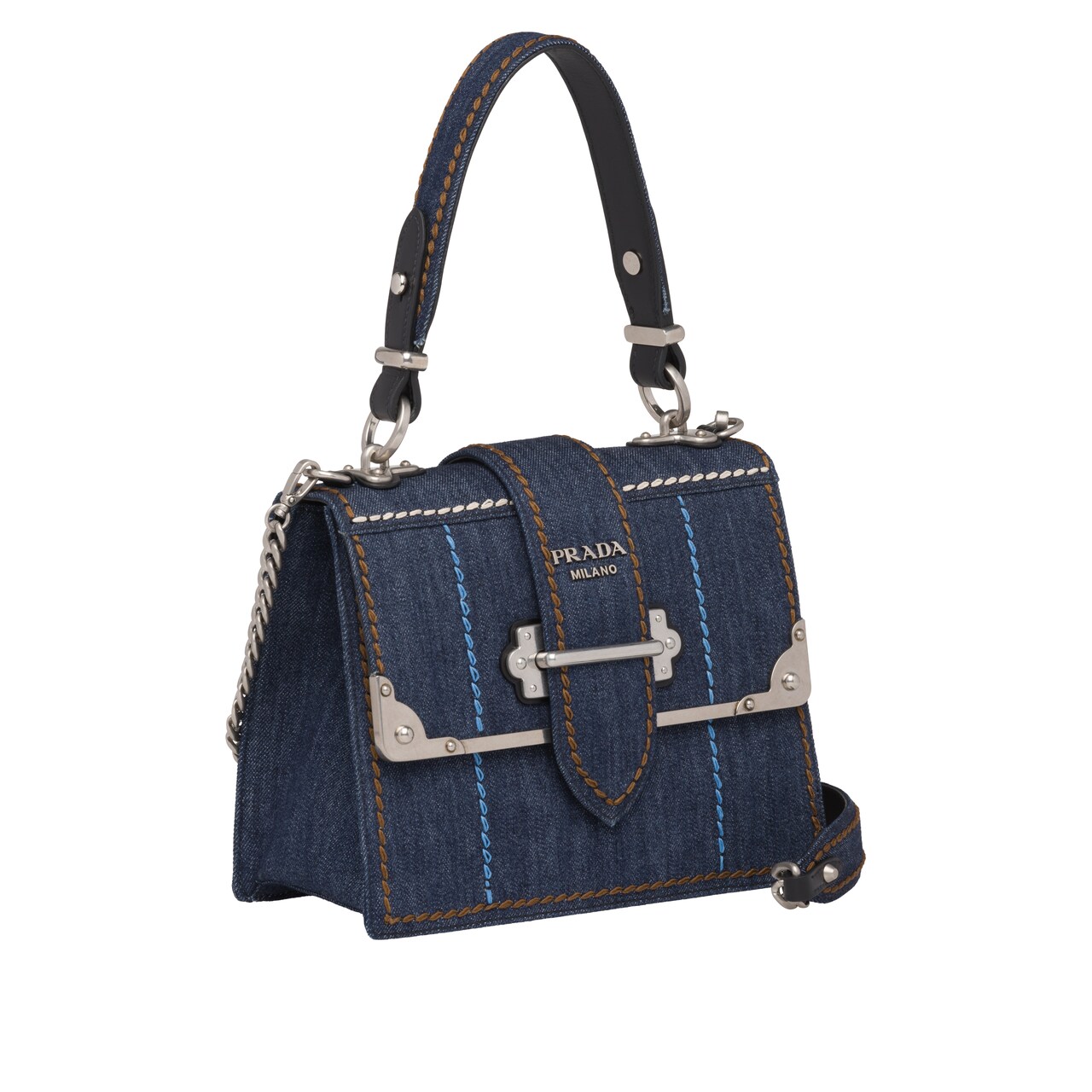 prada cahier牛仔布手袋