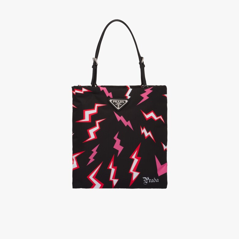 Lightning print nylon handbag