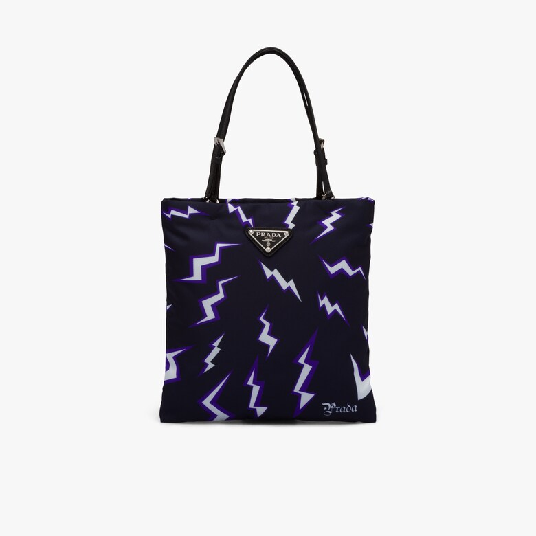 Lightning print nylon handbag