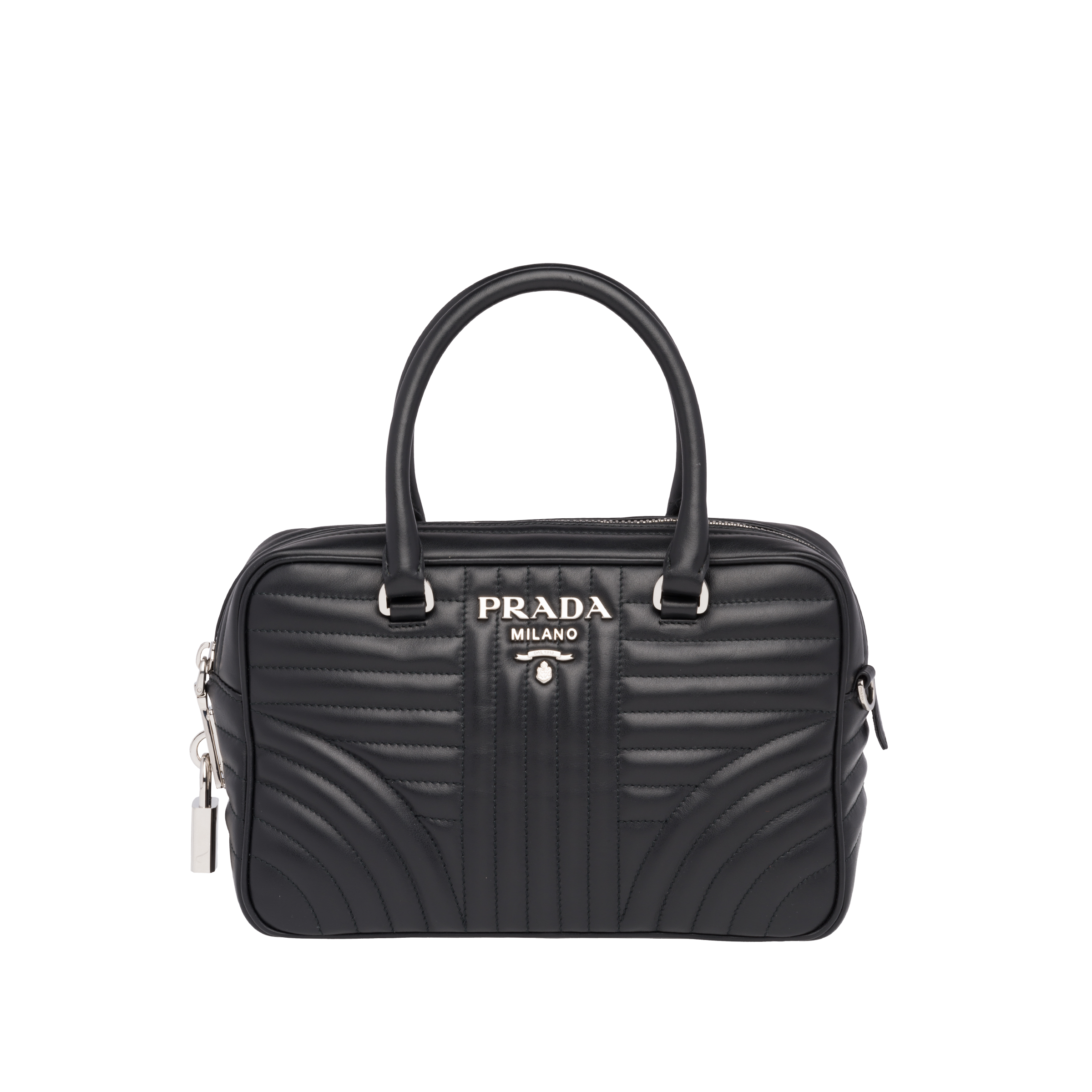 prada diagramme leather handbag