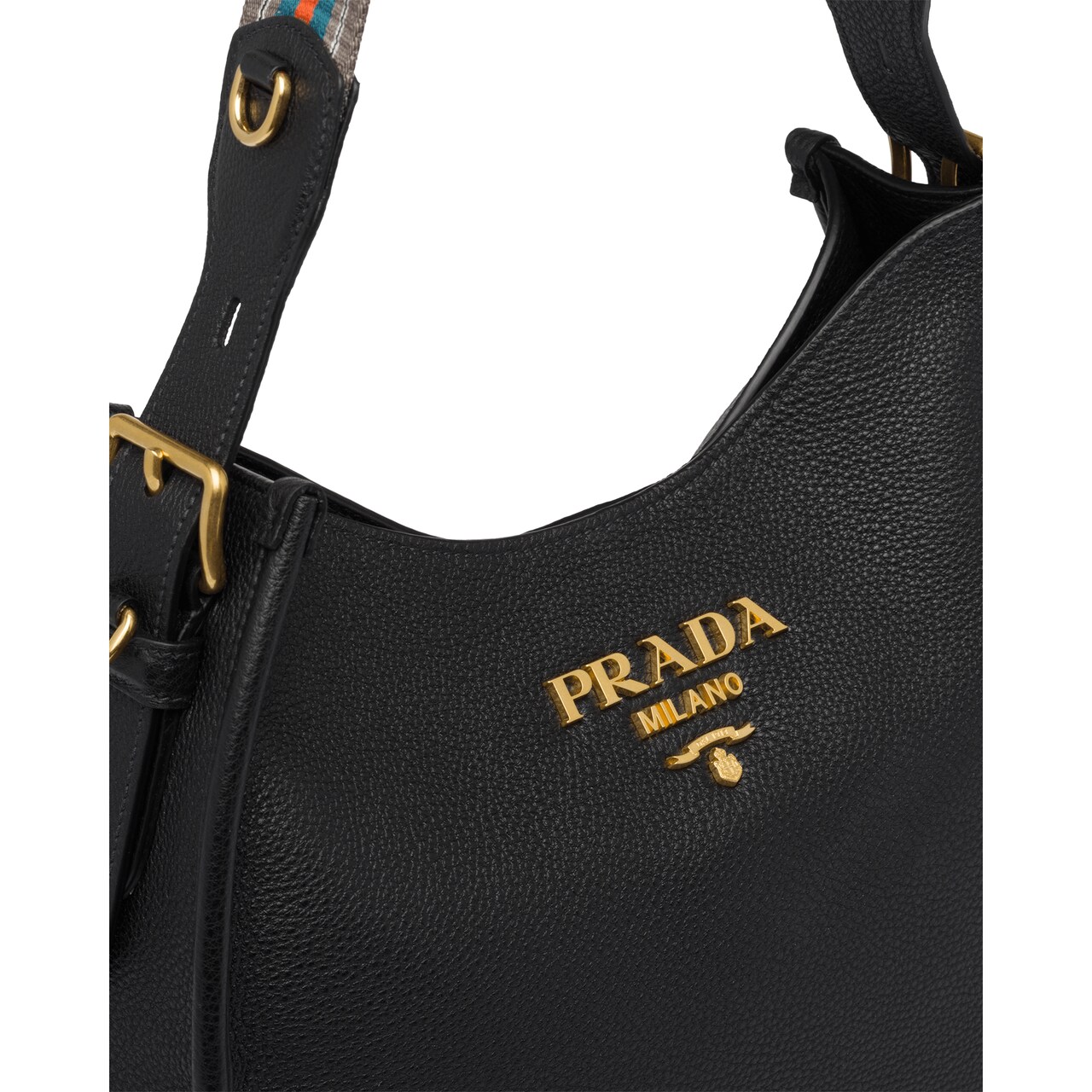 Medium leather hobo shoulder bag Prada 1BC073_2BBE_F0002_V_NOM