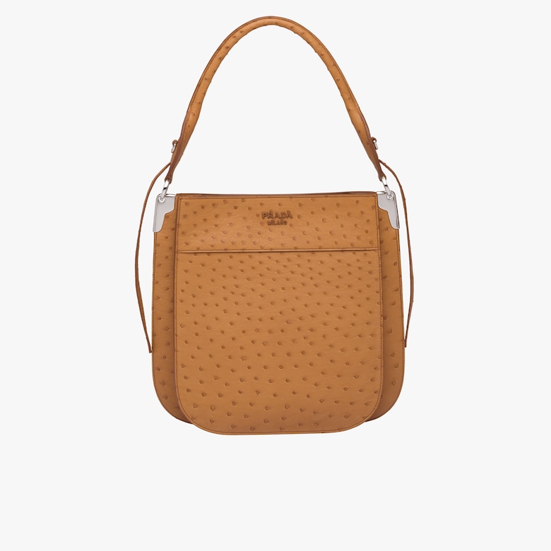 Prada Margit ostrich leather shoulder bag