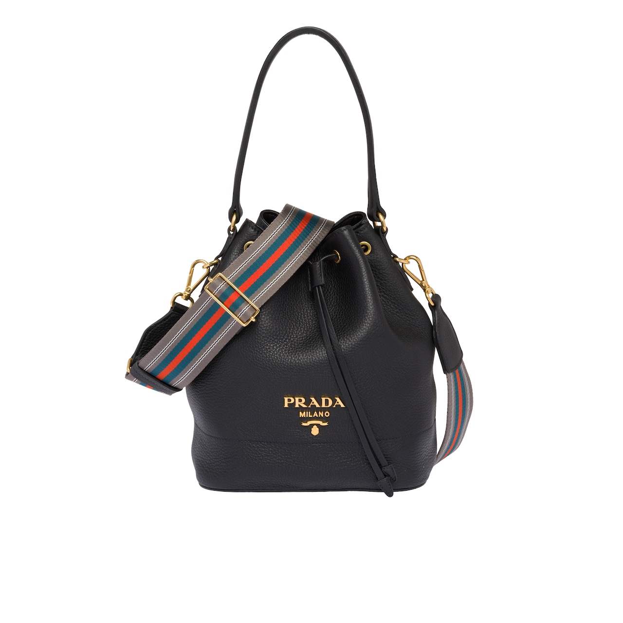 Leather bucket bag Prada 1BE018_2BBE_F0002_V_NOO