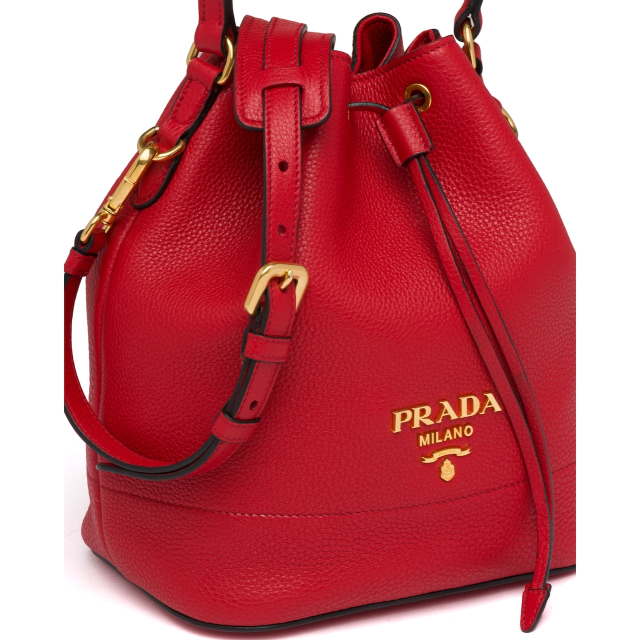 Leather bucket bag Prada 1BE018_2BBE_F0EOO_V_NOM