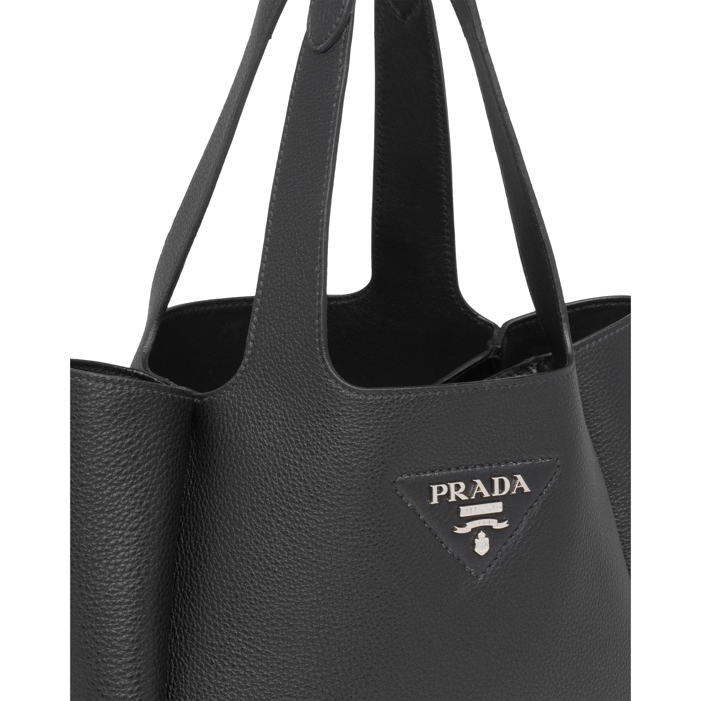 prada leather handbag white and caramel