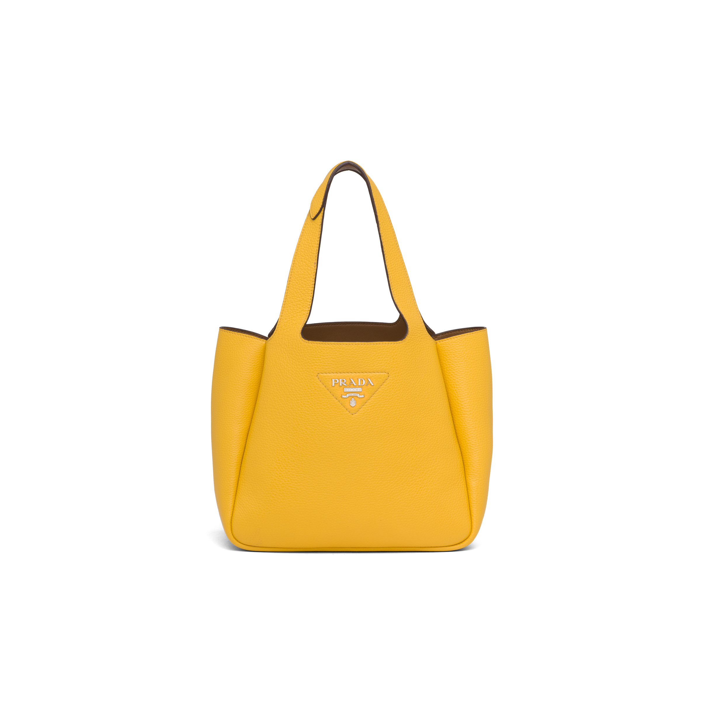 prada leather handbag white and caramel