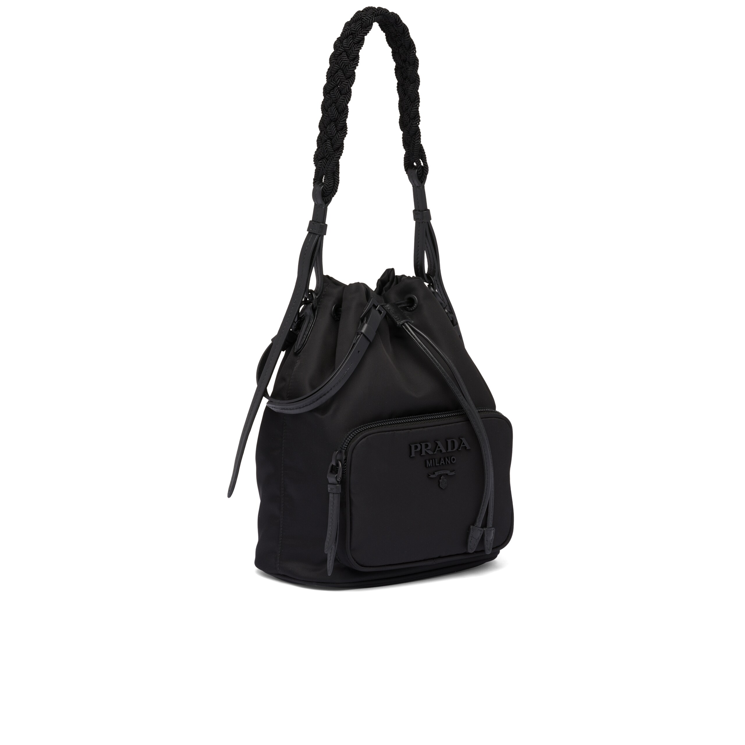 Prada Duet nylon shoulder bag with braided trim | Prada - 1BH038_2A6S ...