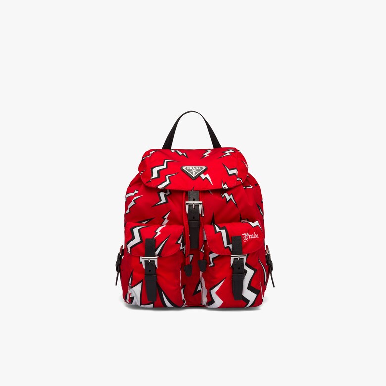 Thunderbolt print nylon backpack
