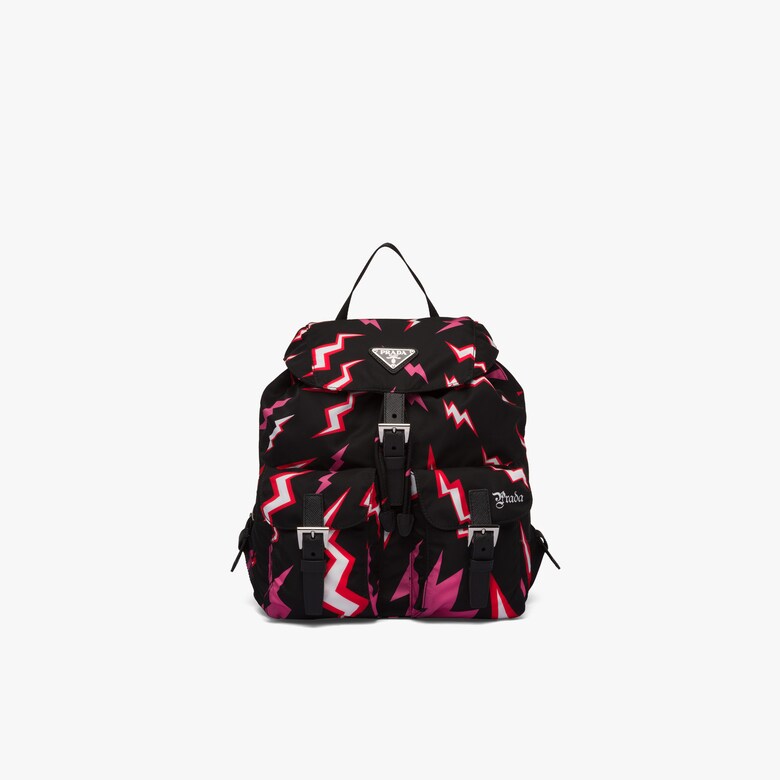 Thunderbolt print nylon backpack