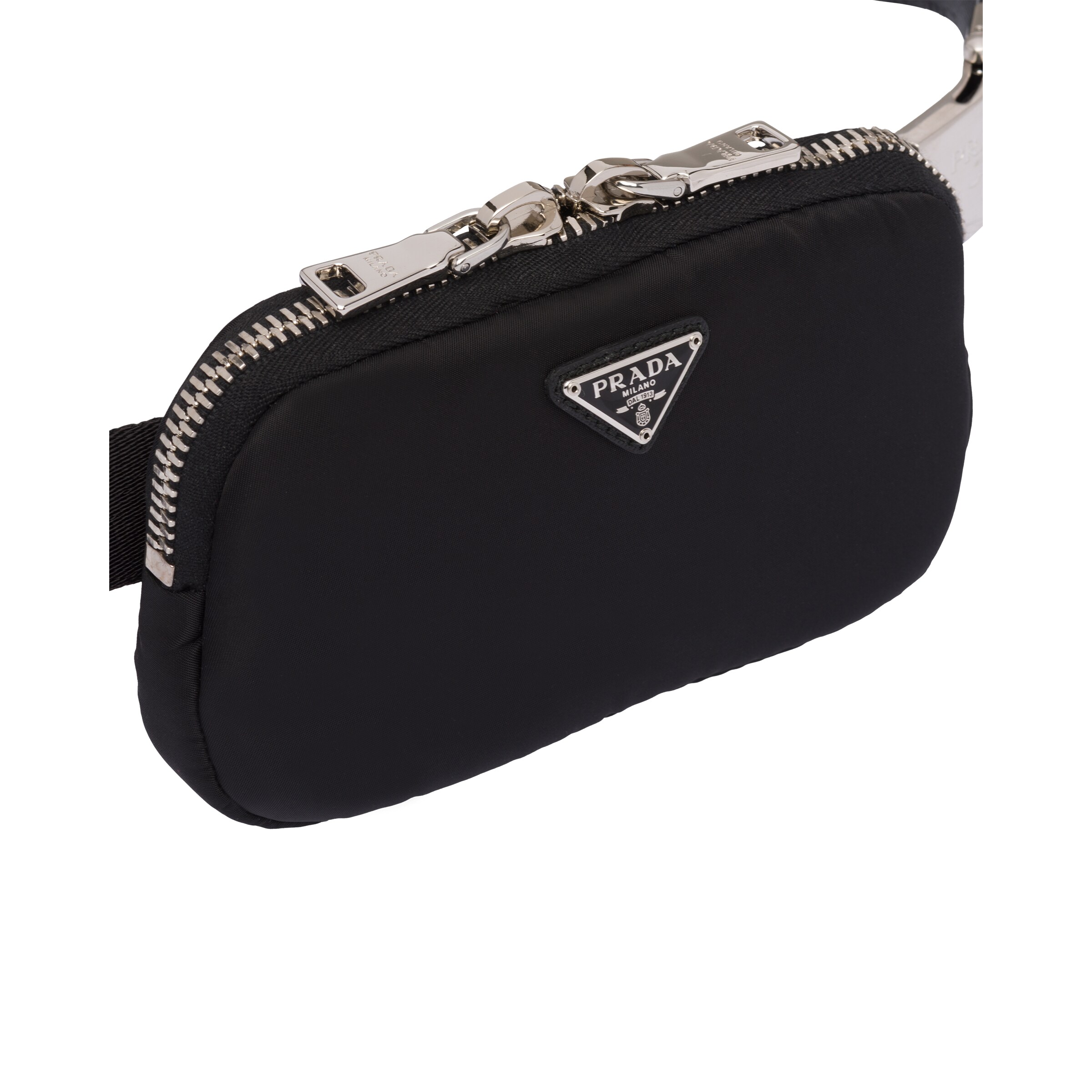 Black Fabric belt with pouch Prada