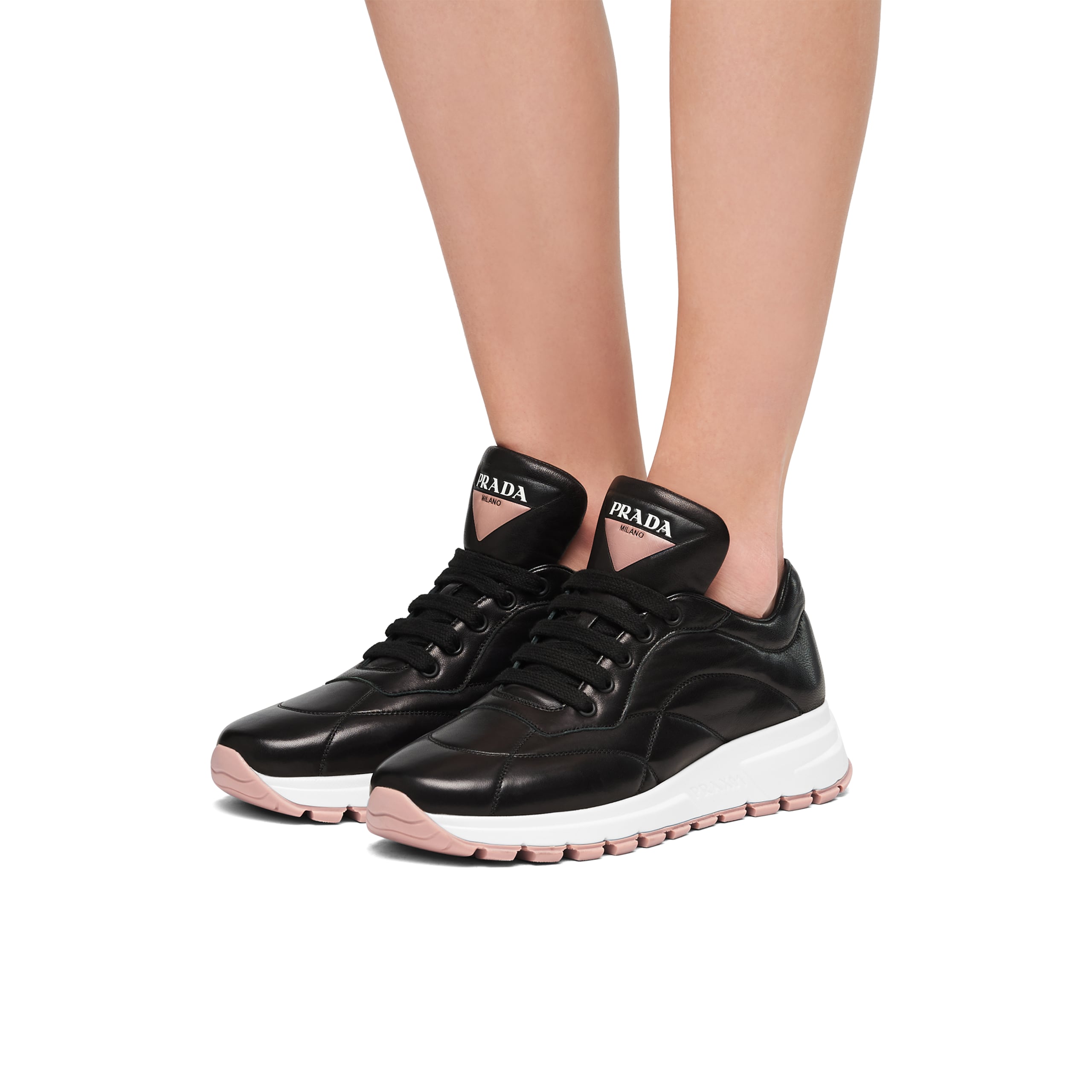 prax 01 leather and technical fabric sneakers