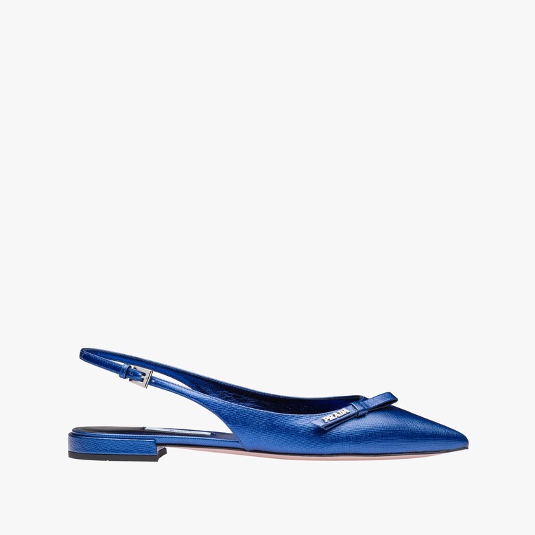 Metallic leather slingback ballerinas