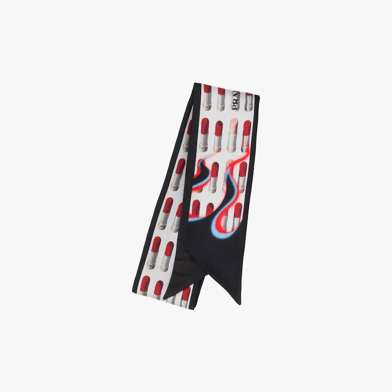 Foulard fin en soie imprimée Double Match Lipstick