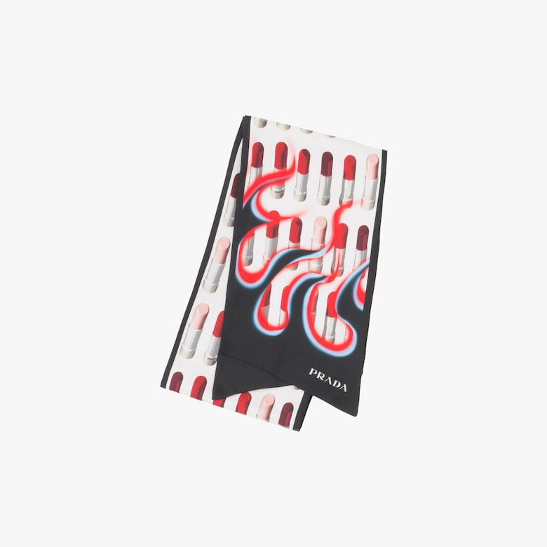 Foulard en soie imprimée Double Match Lipstick