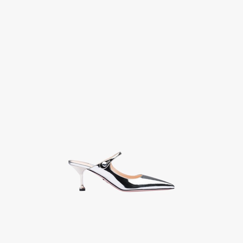 Metallic leather mules