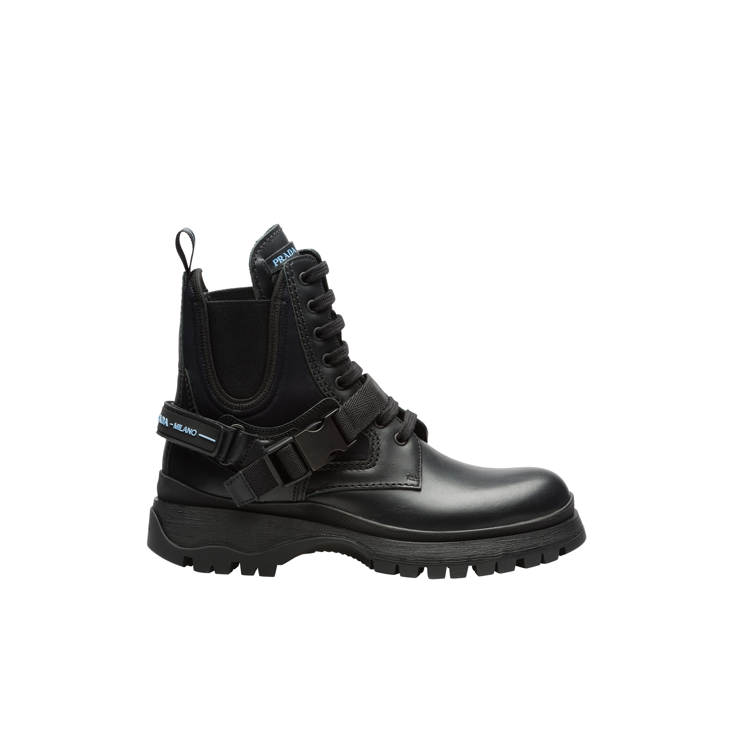prada laced leather booties
