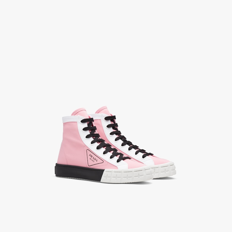prada boots white and pink
