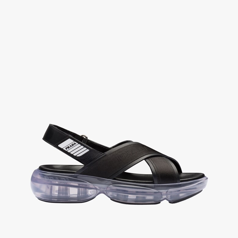Cloudbust fabric and leather sandals