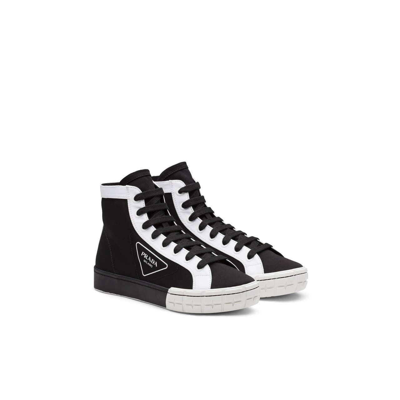 prada black and white shoes