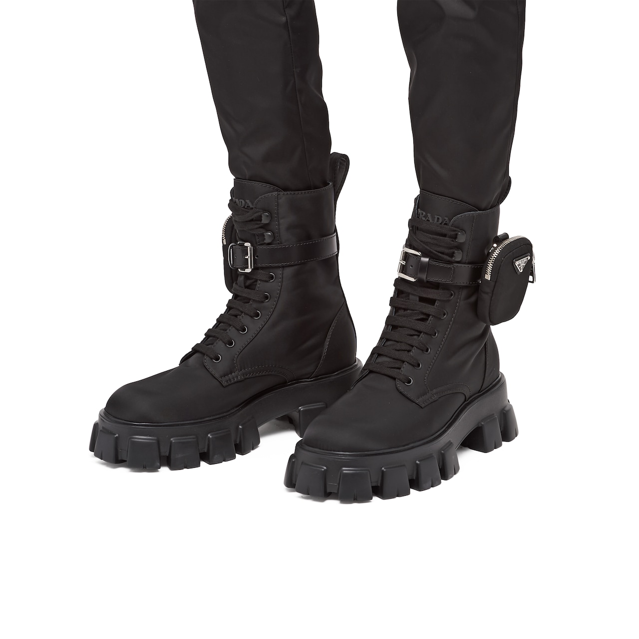 Re-Nylon Gabardine combat boots | Prada - 2UE017_1YFL_F0002_F_G000