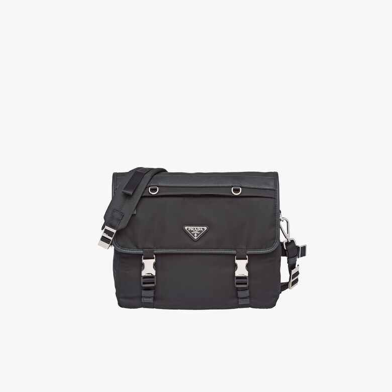 Men's Messenger Bags, leather and nylon PRADA