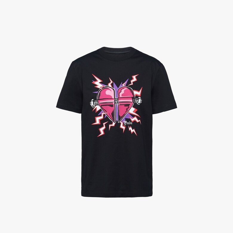 Heart print jersey T-shirt
