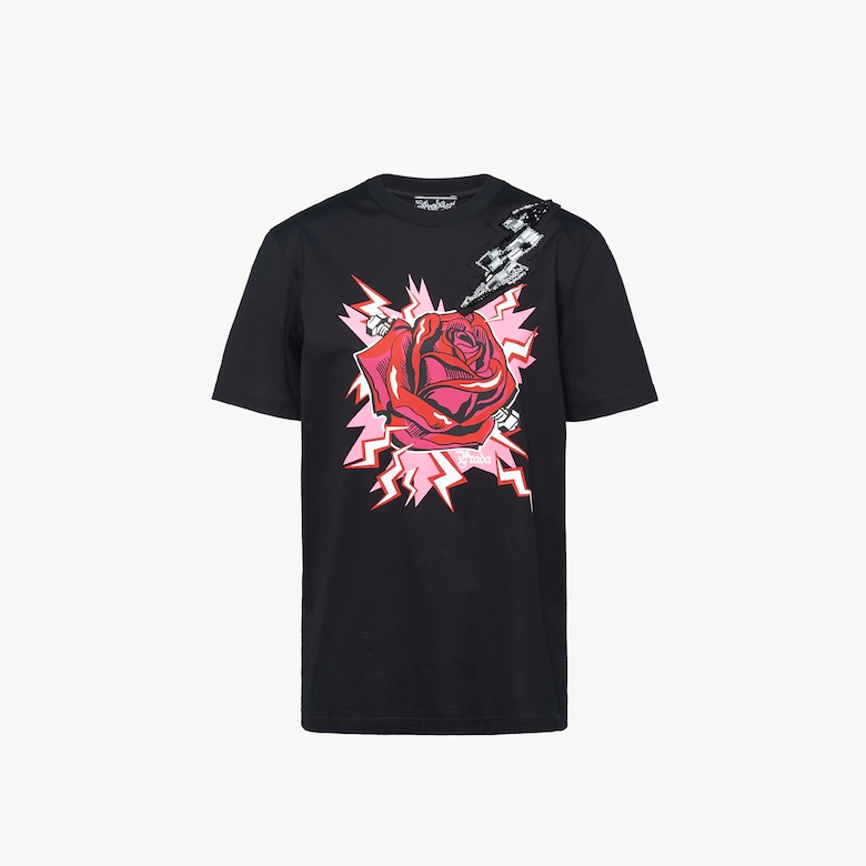 Rose print jersey T-shirt