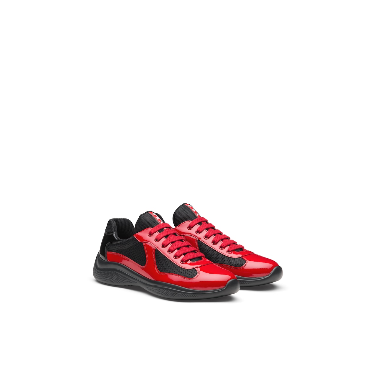 America S Cup Patent Leather And Nylon Sneakers Prada