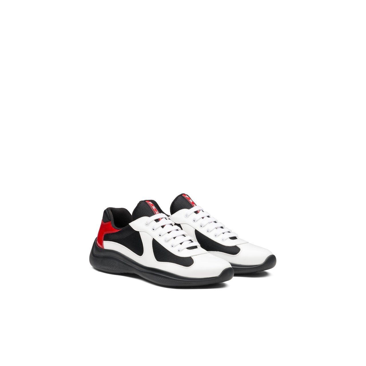 prada men's white americas cup patent leather sneakers