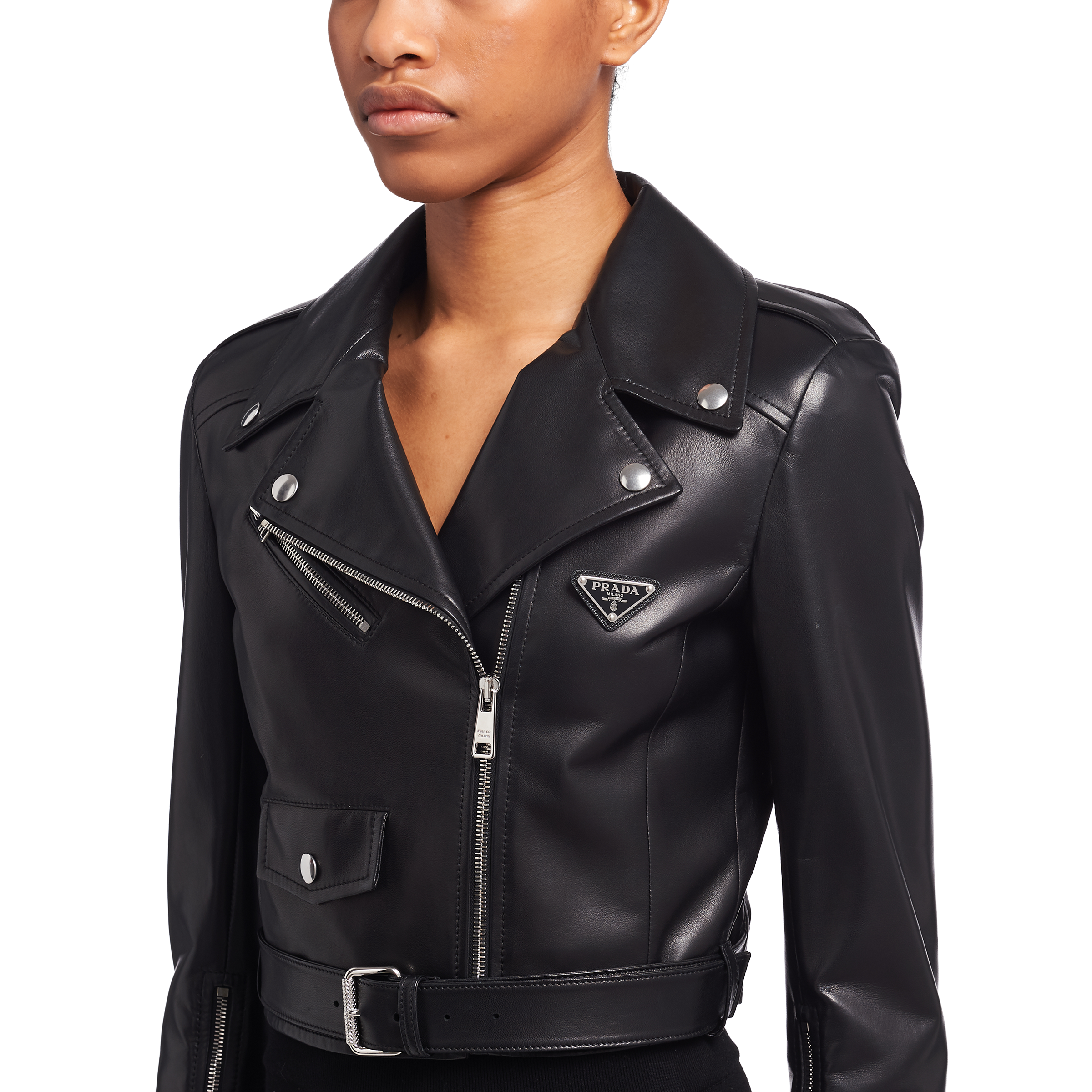 Nappa Leather Biker Jacket Prada