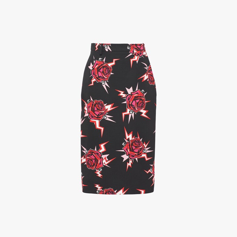 Printed poplin skirt