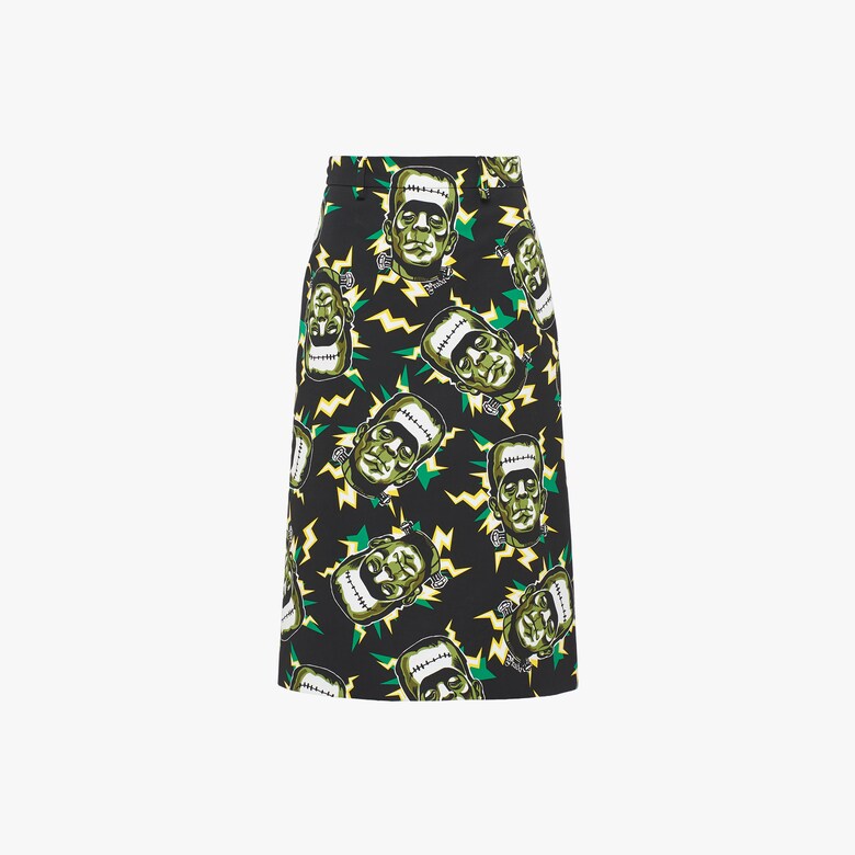 Printed poplin skirt
