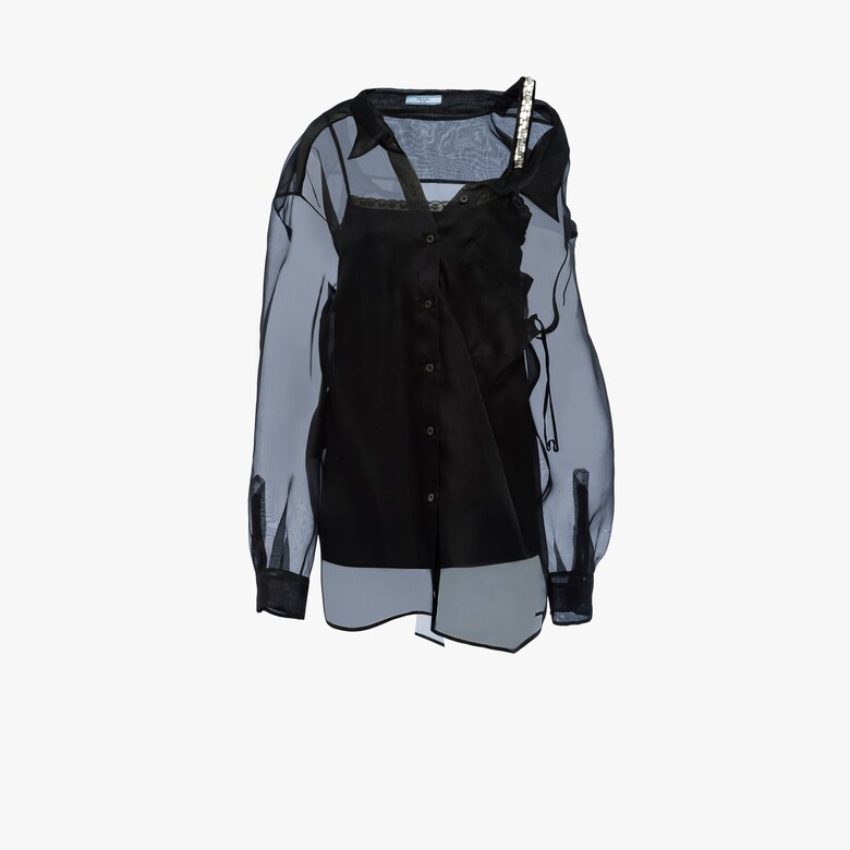 Embellished organza blouse