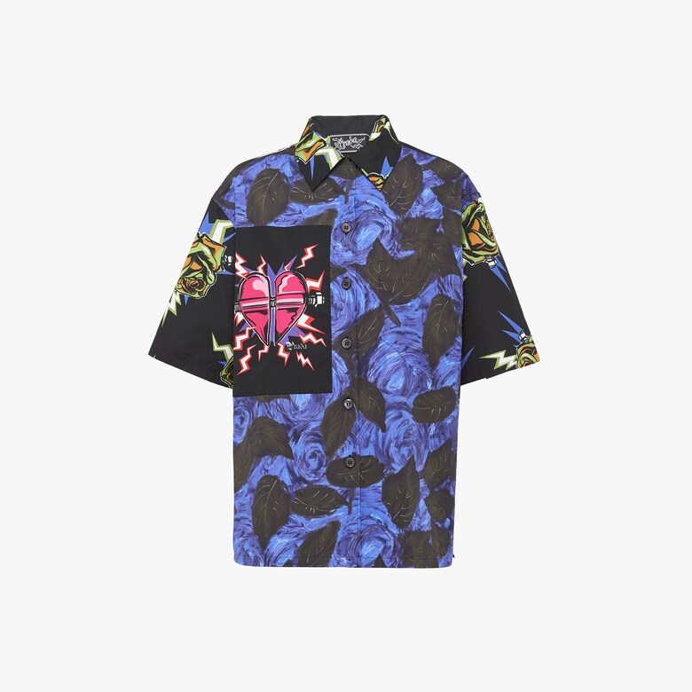 Printed poplin blouse