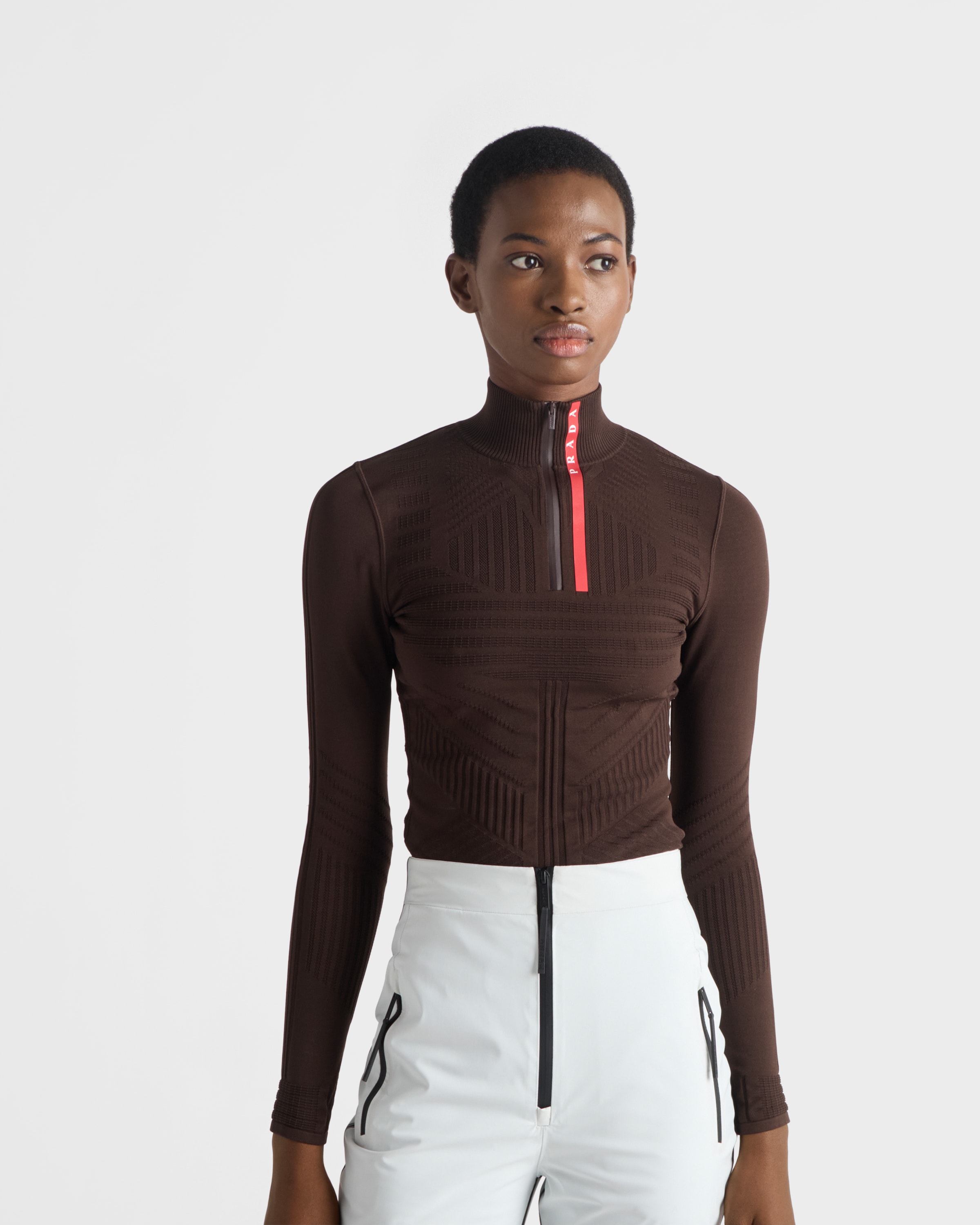オレボレブラ-ブラウス Cocoa Brown Re-nylon Turtleneck Sweater | PRADA - United States