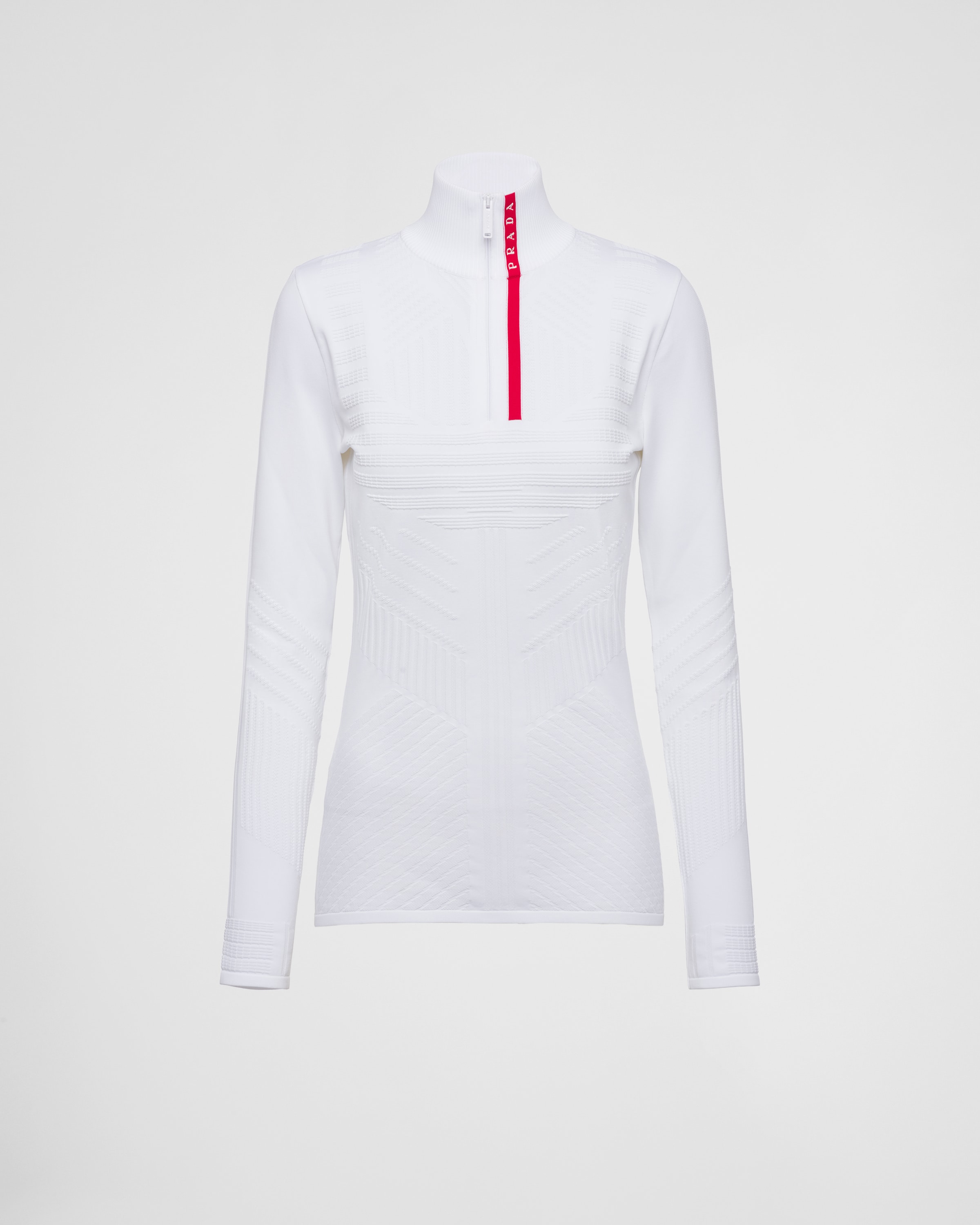 White Tech Rec Re-nylon Piqué Sports Top | PRADA