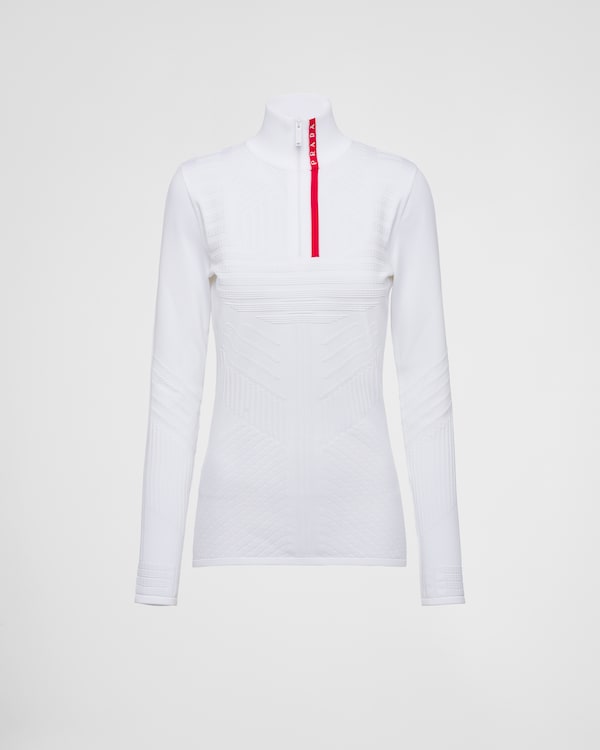 White Recycled double jersey pants | PRADA