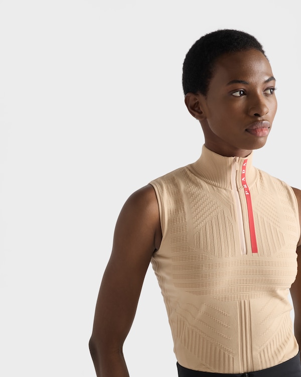 Re-Nylon turtleneck top - Albino White Re-Nylon turtleneck top - Albino White