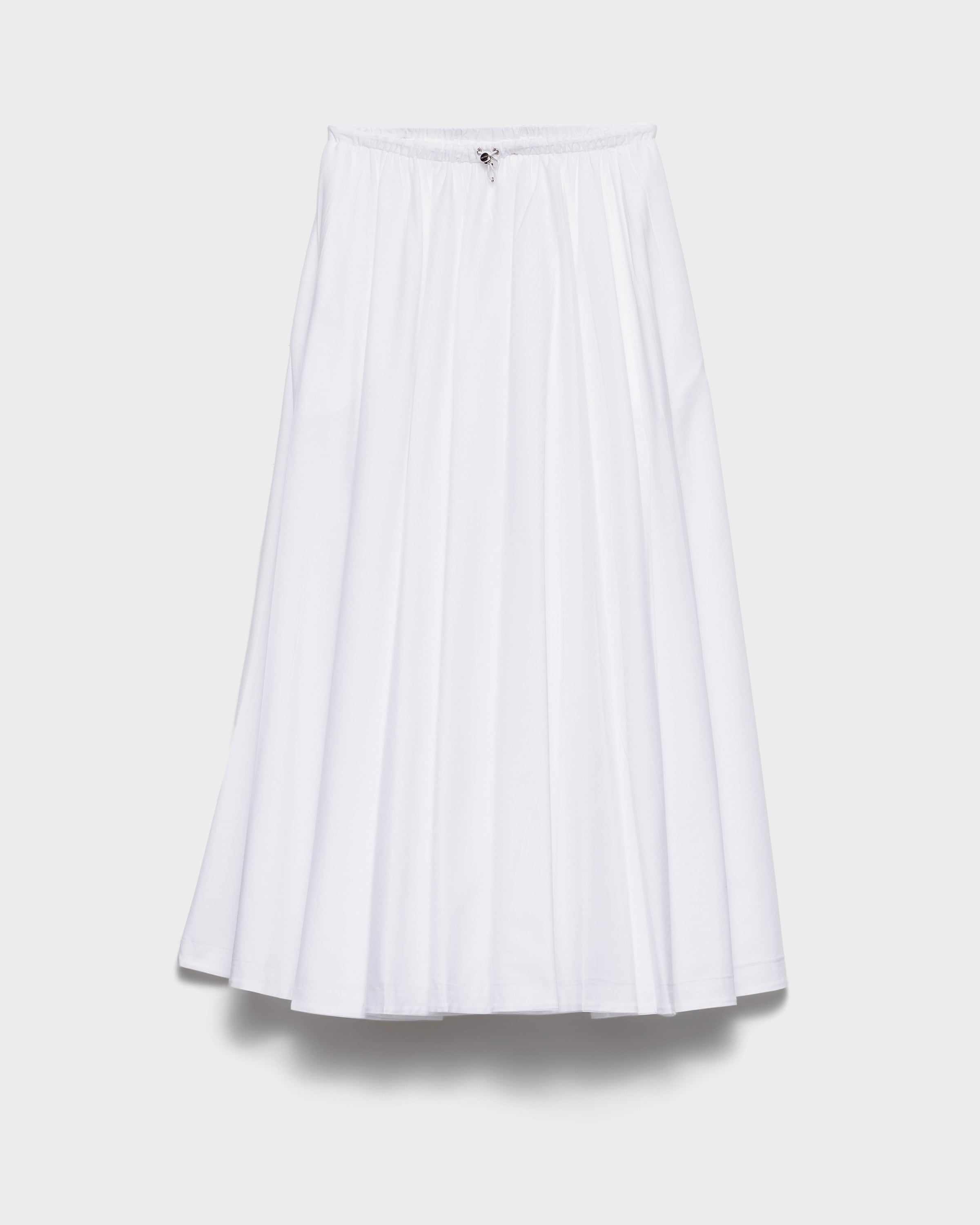 Prada Reversible Cotton Jersey And Re-nylon Circle Skirt, Woman, White, Size M