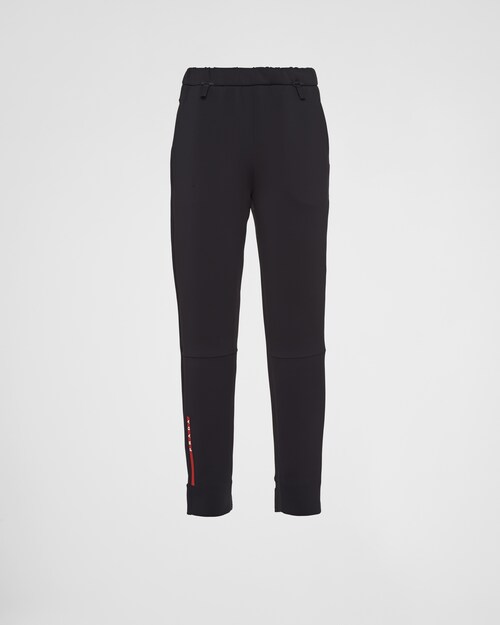 Black Recycled double jersey pants | Prada