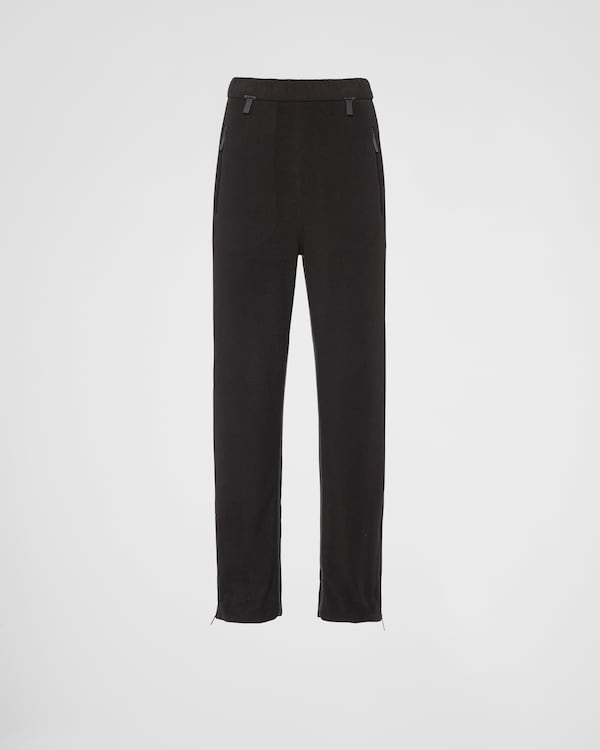 Black Recycled double jersey pants | PRADA