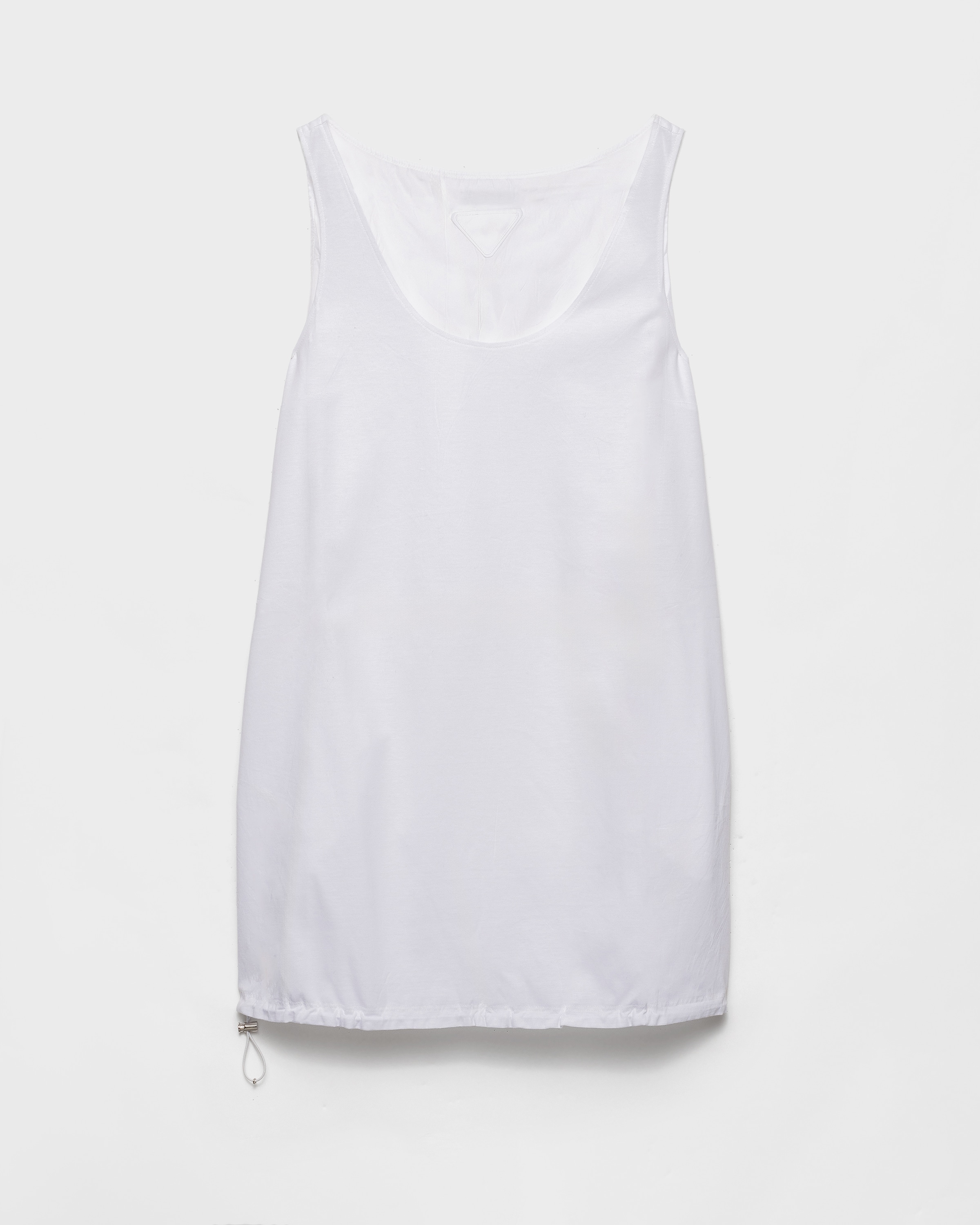 Prada Reversible Cotton Jersey And Re-nylon Mini-dress In White