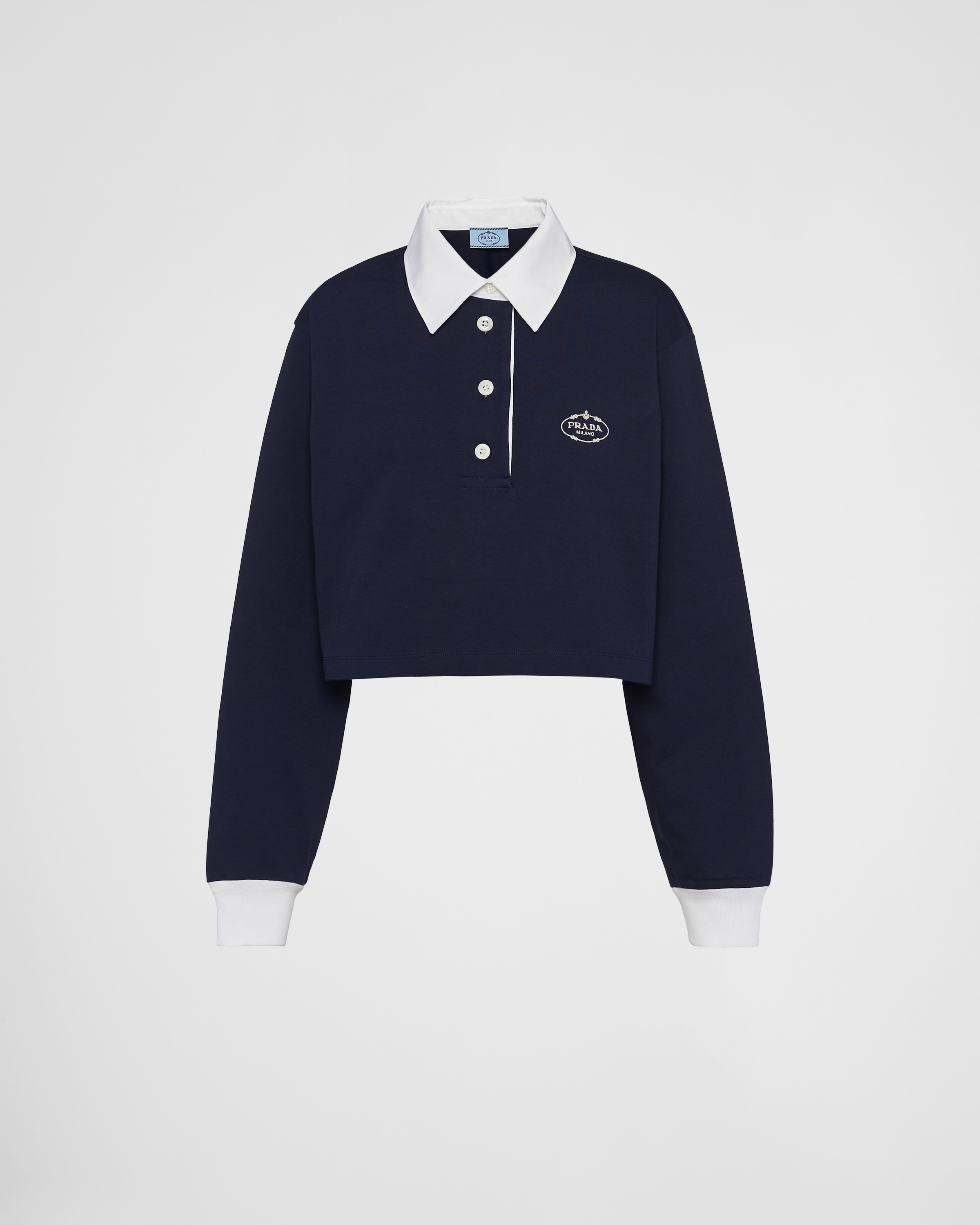 Prada Jersey Polo Shirt In Navy