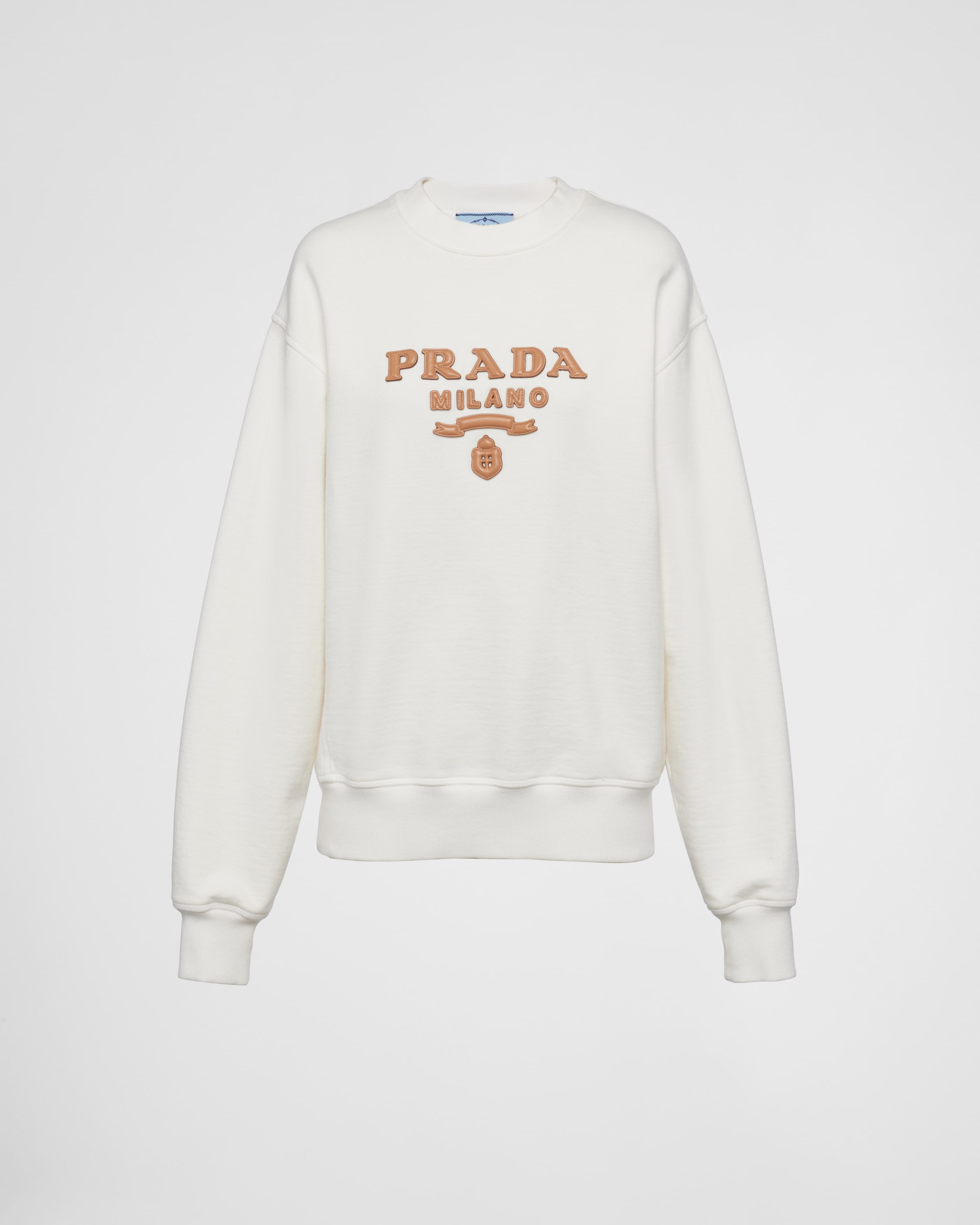 Prada Oversized Cotton Sweatshirt In Natural