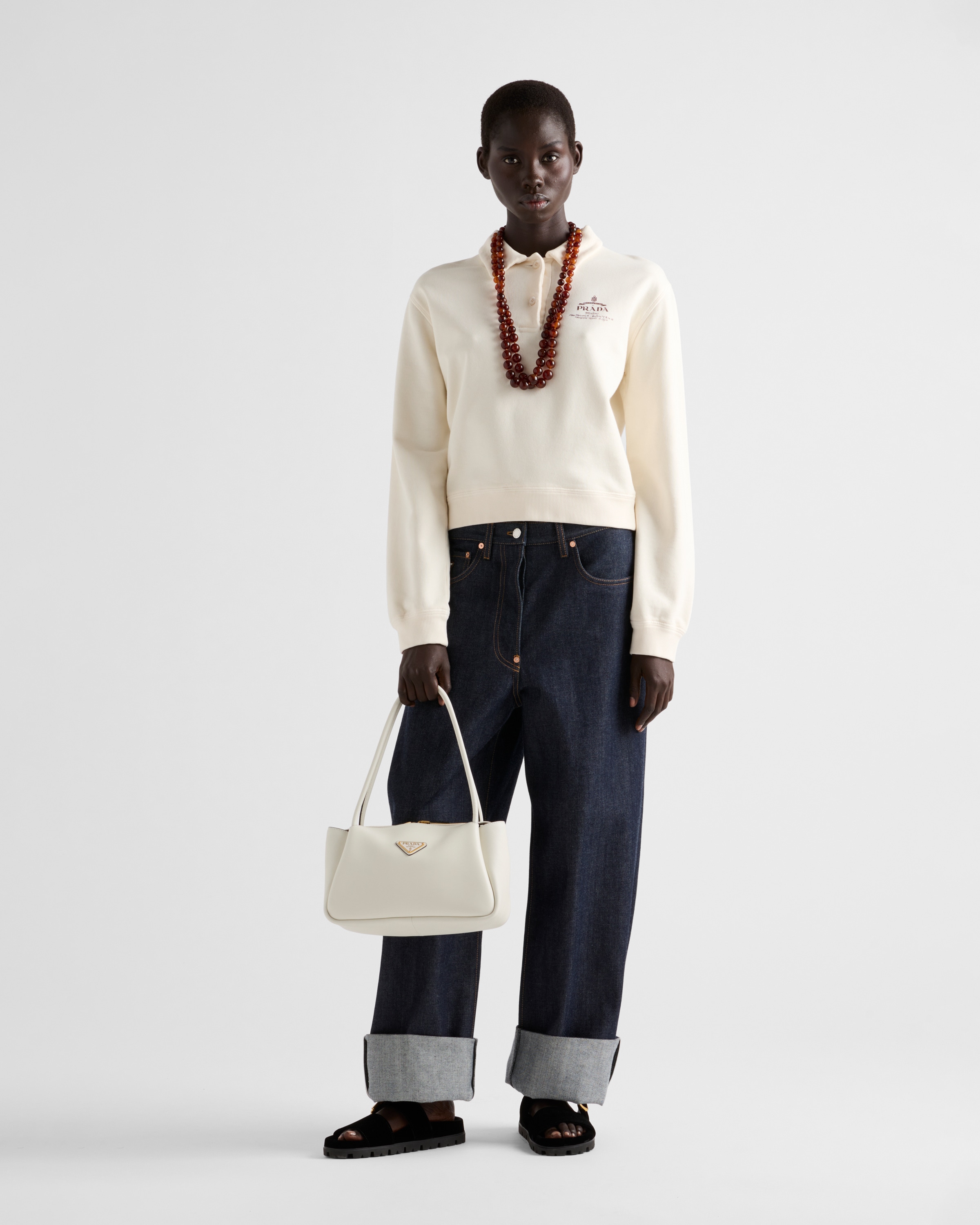 Natural Cotton fleece polo shirt | PRADA