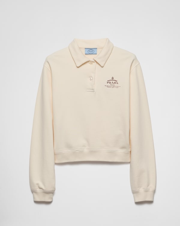 Natural Cotton V-neck sweatshirt | PRADA