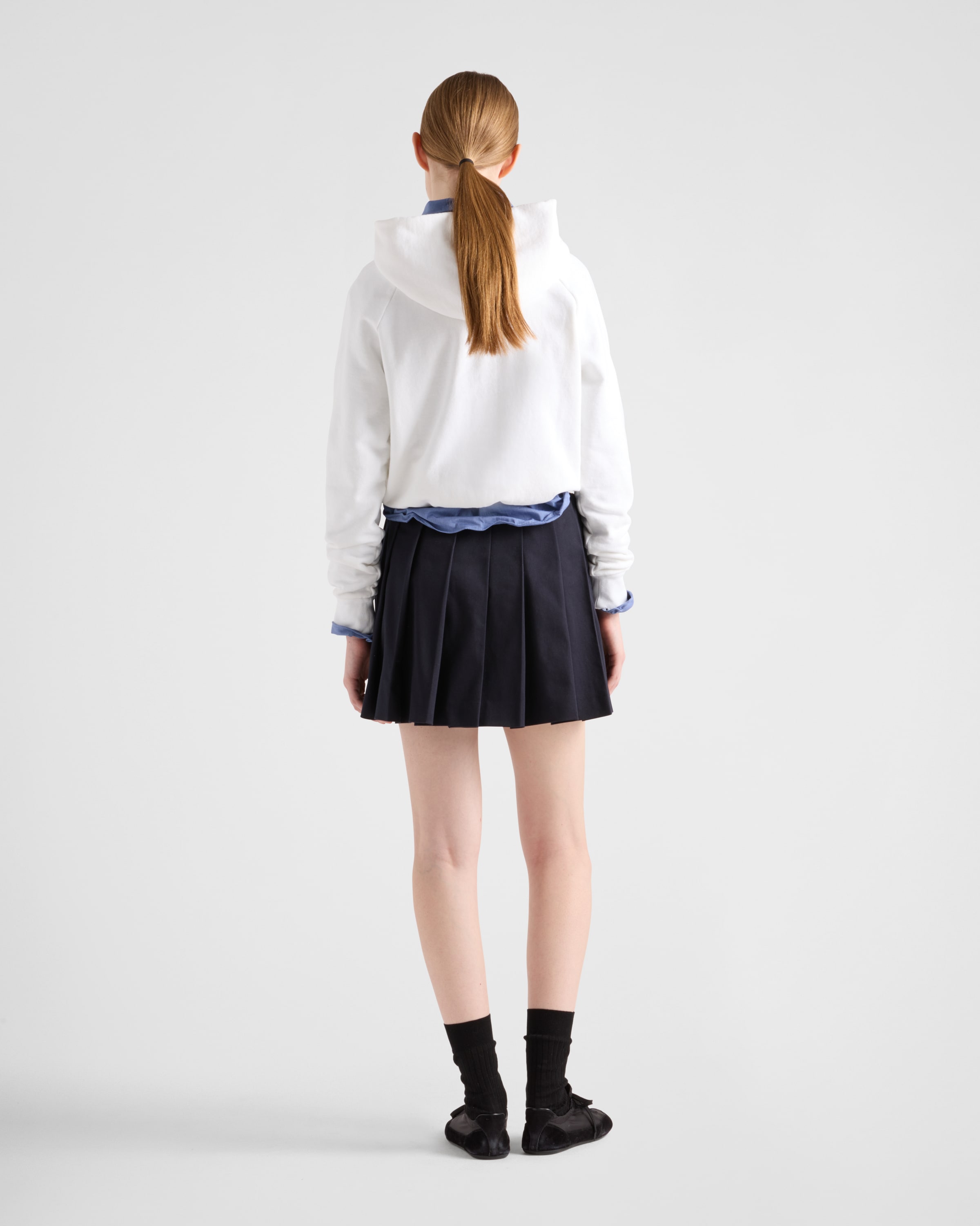 White Cotton fleece hoodie | PRADA