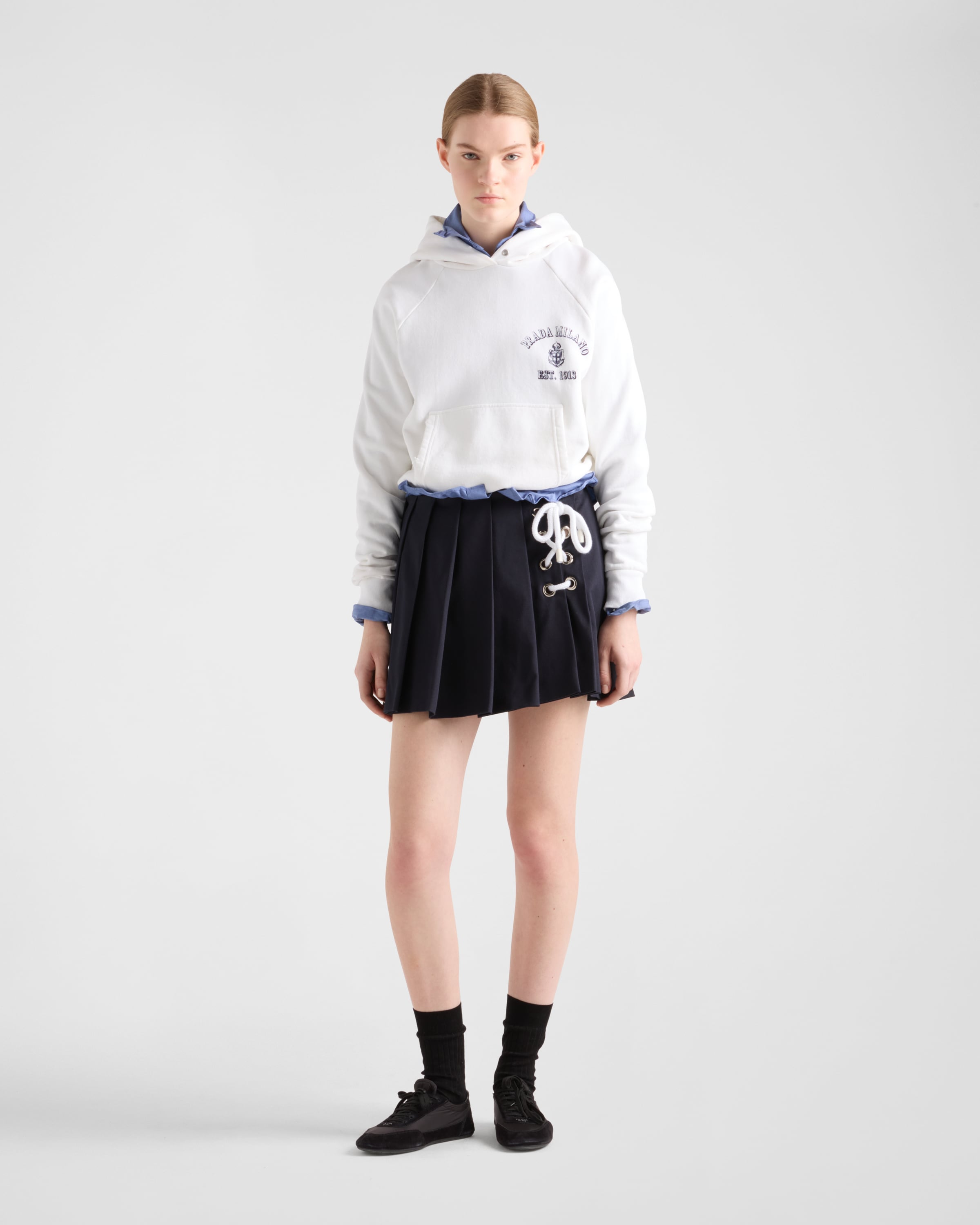 Prada Cotton Fleece Hoodie In White