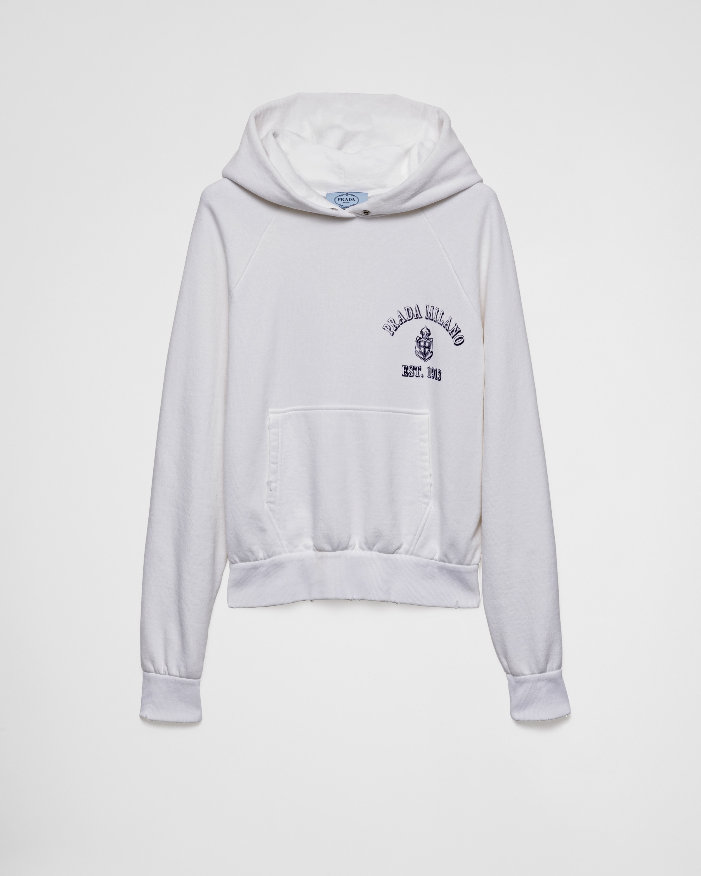 Prada Cotton Fleece Hoodie In White
